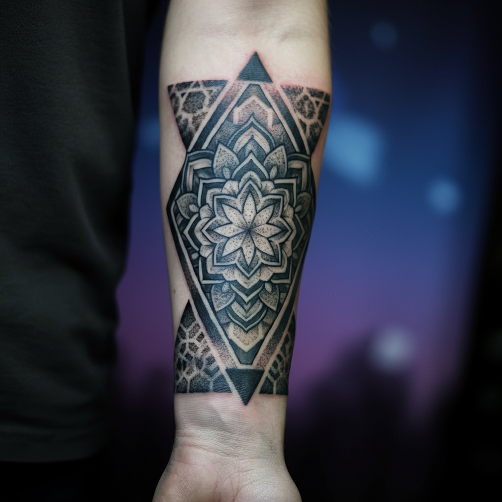 Geometric sleeve tattoo