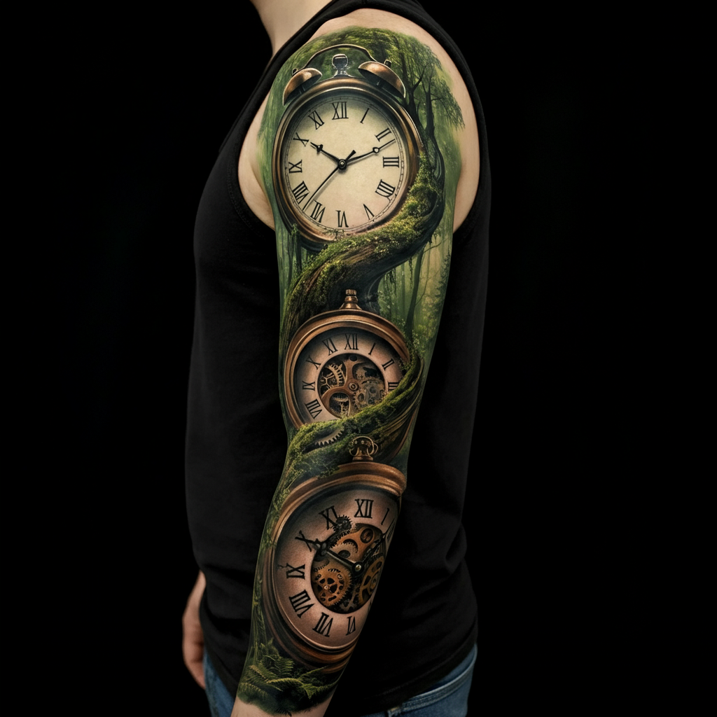 Surrealism sleeve tattoo