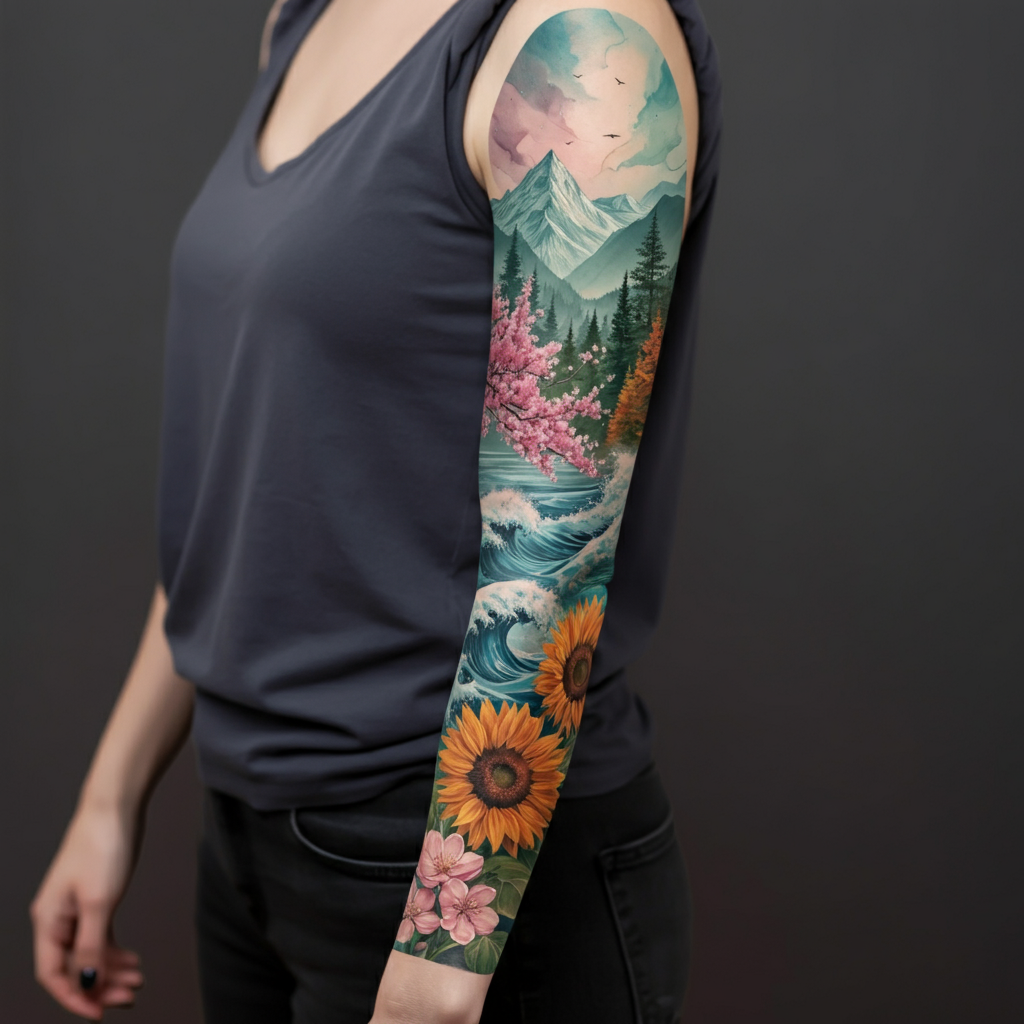 Nature-Inspired sleeve tattoo