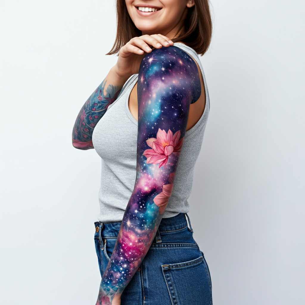 Abstract Watercolor  sleeve tattoo