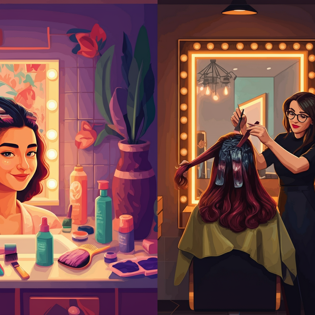 DIY vs. Salon Burgundy Hair style 
