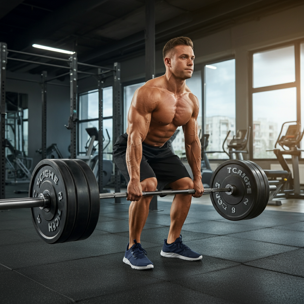 A Strong Man Doing Hex Bar Deadlifts