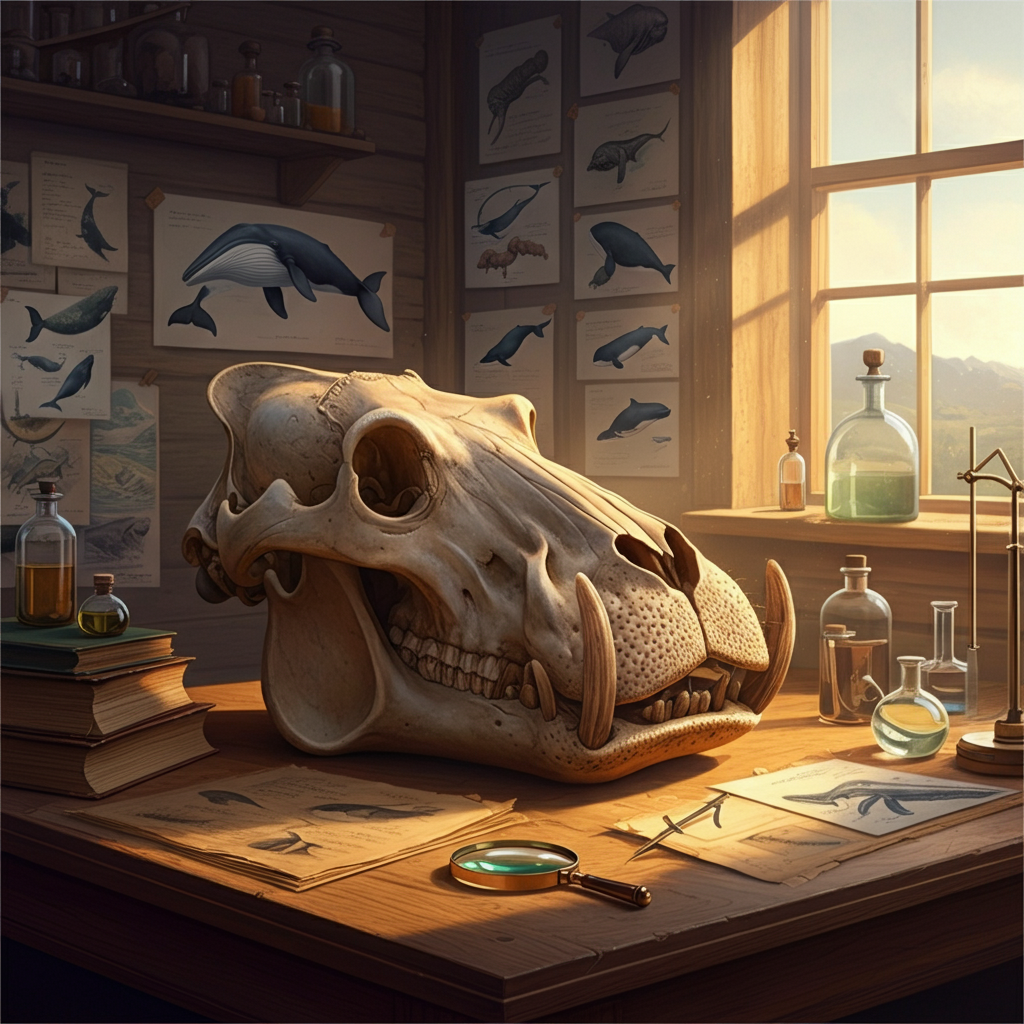 Hippo Skull on Table for Research Hippo Skull on Table for Research